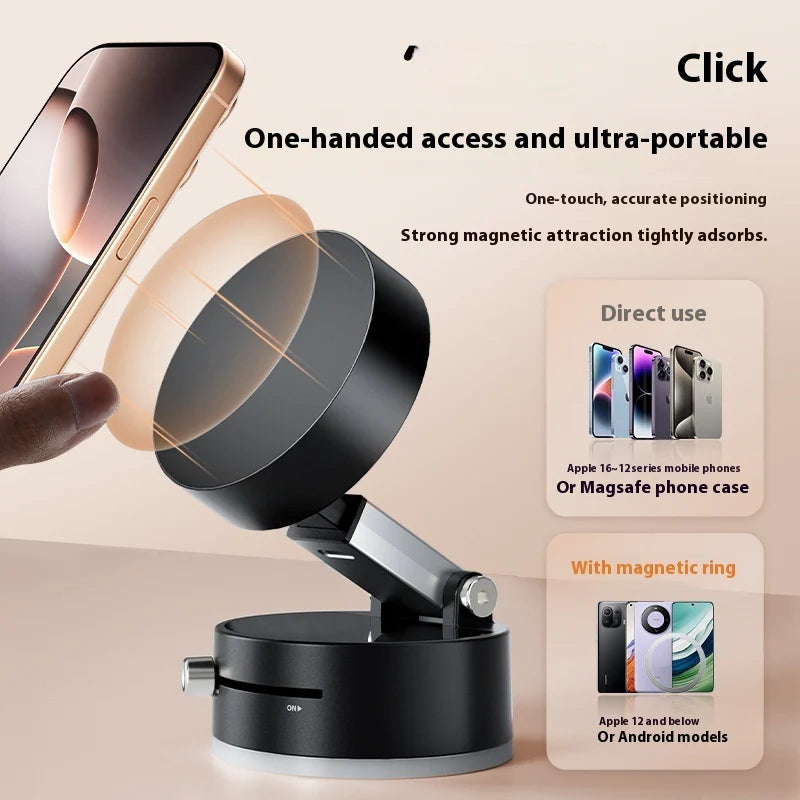 Foldable Magnetic Vacuum Car Phone Holder Foldable Suction Cup with Suction Cup Hands-Free Navigation for Smart Phone