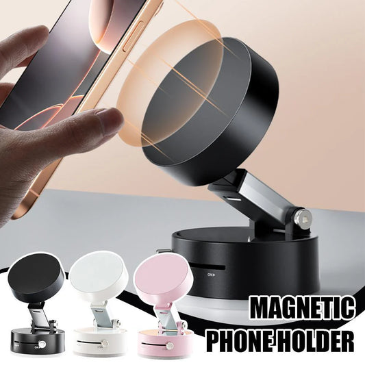 Foldable Magnetic Vacuum Car Phone Holder Foldable Suction Cup with Suction Cup Hands-Free Navigation for Smart Phone