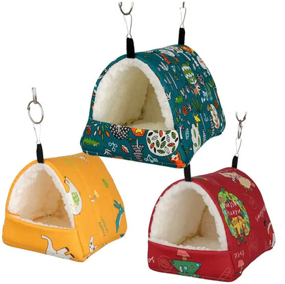 Hanging Small Pet Bed for Hamsters, Golden Bears, and Sugar Gliders - Cozy & Cute Animal - Printed Nest