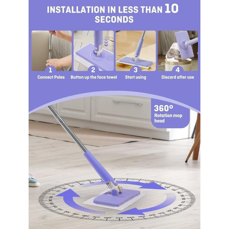 Revolutionary No-Wash Mop: Hands-Free Cleaning with Disposable Towels for Effortless Floor Care